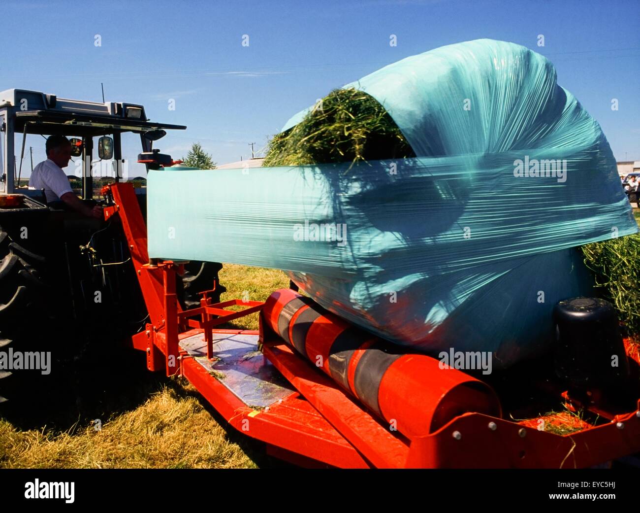 Agriculture; Shrink Wrapping Hay Stock Photo Alamy