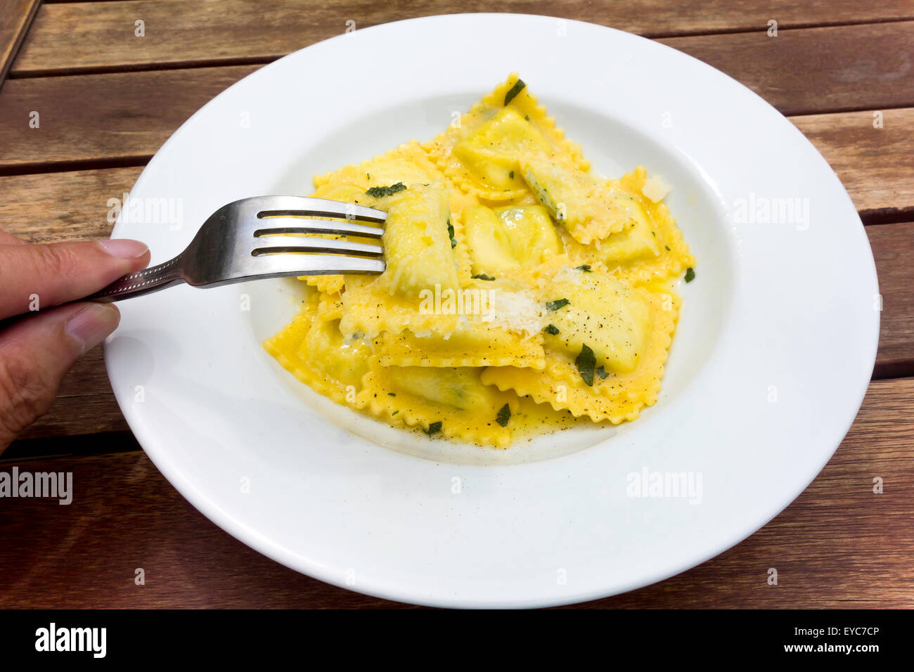 Pub Lunch Ravioli Pasta filled with spinach and Ricotta cheese with
