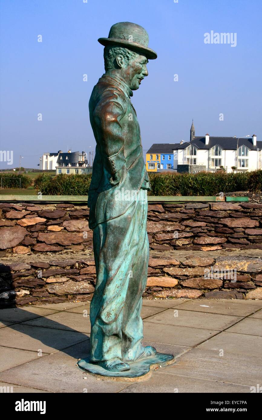 Waterville, County Kerry, Ireland; Charlie Chaplin Statue Stock Photo