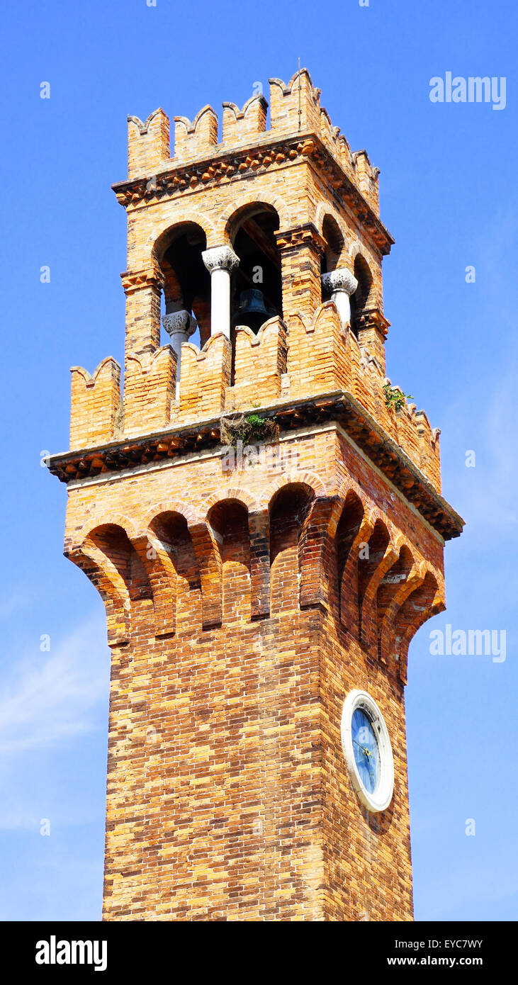 ancient Bell Tower architecture in Murano, Venice, Italy Stock Photo