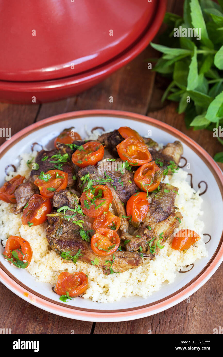 Moroccan lamb tagine with couscous hires stock photography and images