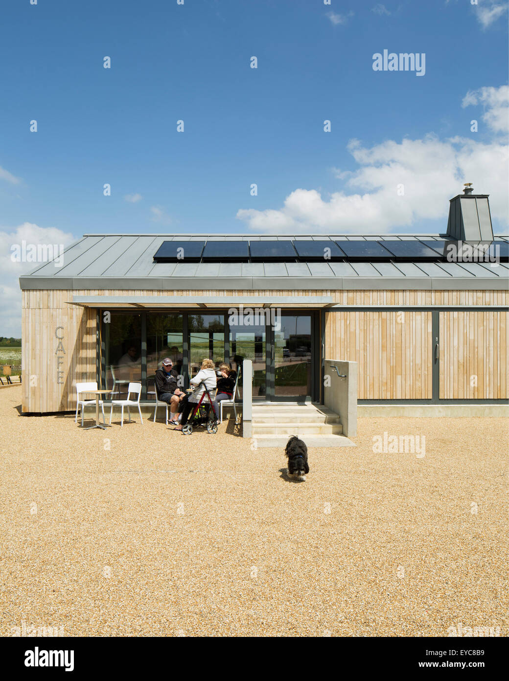 View of south facade cafe entrance. Peacehaven Gateway Cafe, Peacehaven