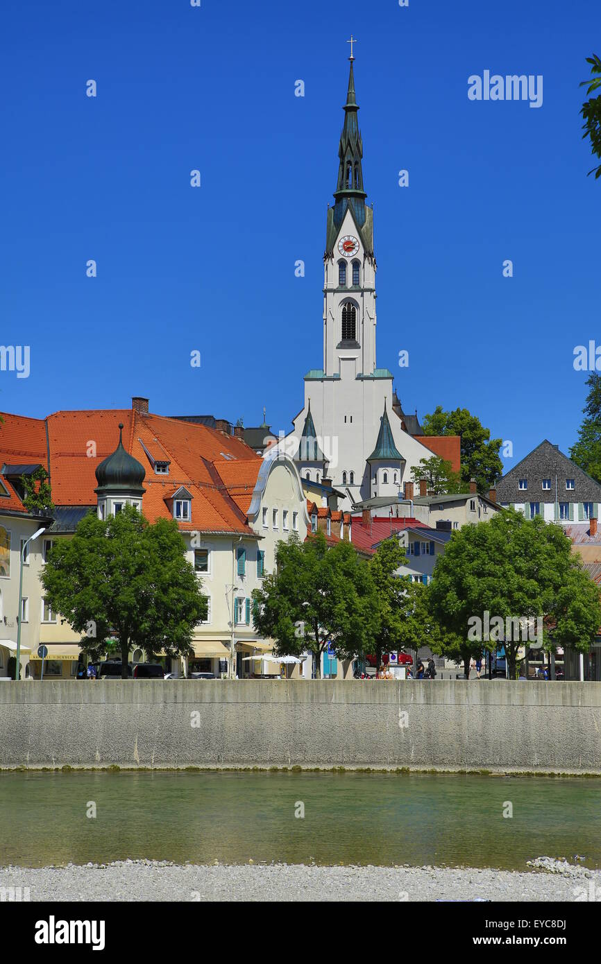 Parish Church of the Assumption, Bad Tölz, Upper Bavaria, Bavaria, Germany Stock Photo