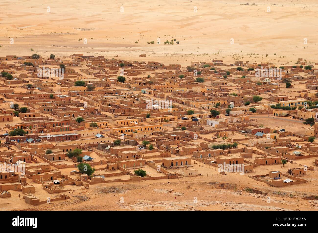 Evening mood, desert town, Moudjeria, Tagant region, Mauritania Stock Photo