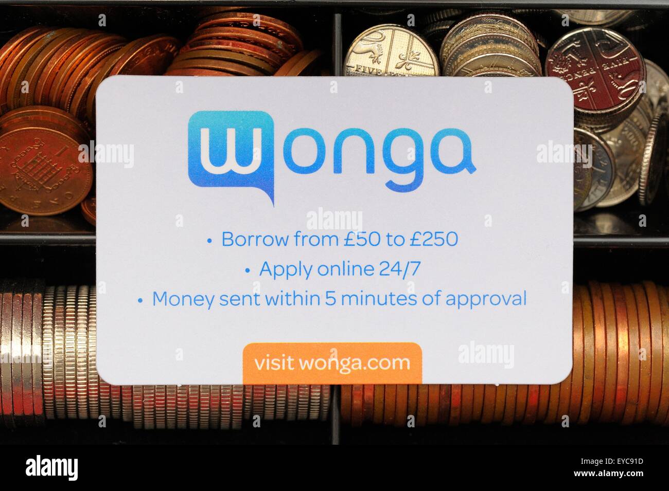 Wonga loan invitation card Stock Photo Alamy