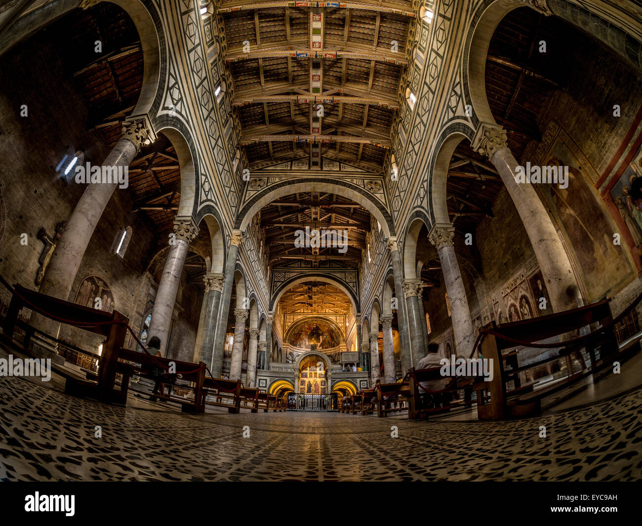 Wide angle shot of the interior of San Miniato al Monte church and monastery. Florence, Italy. Stock Photo