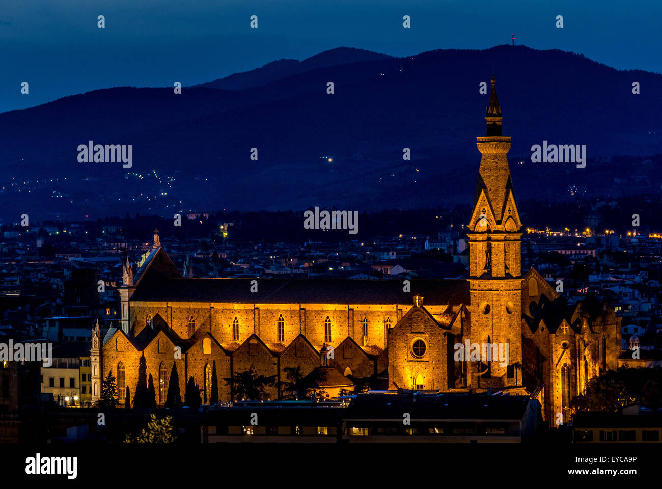 Basilica of Santa Croce, Florence, Italy. Buried place of Michelangelo and Galileo. Stock Photo