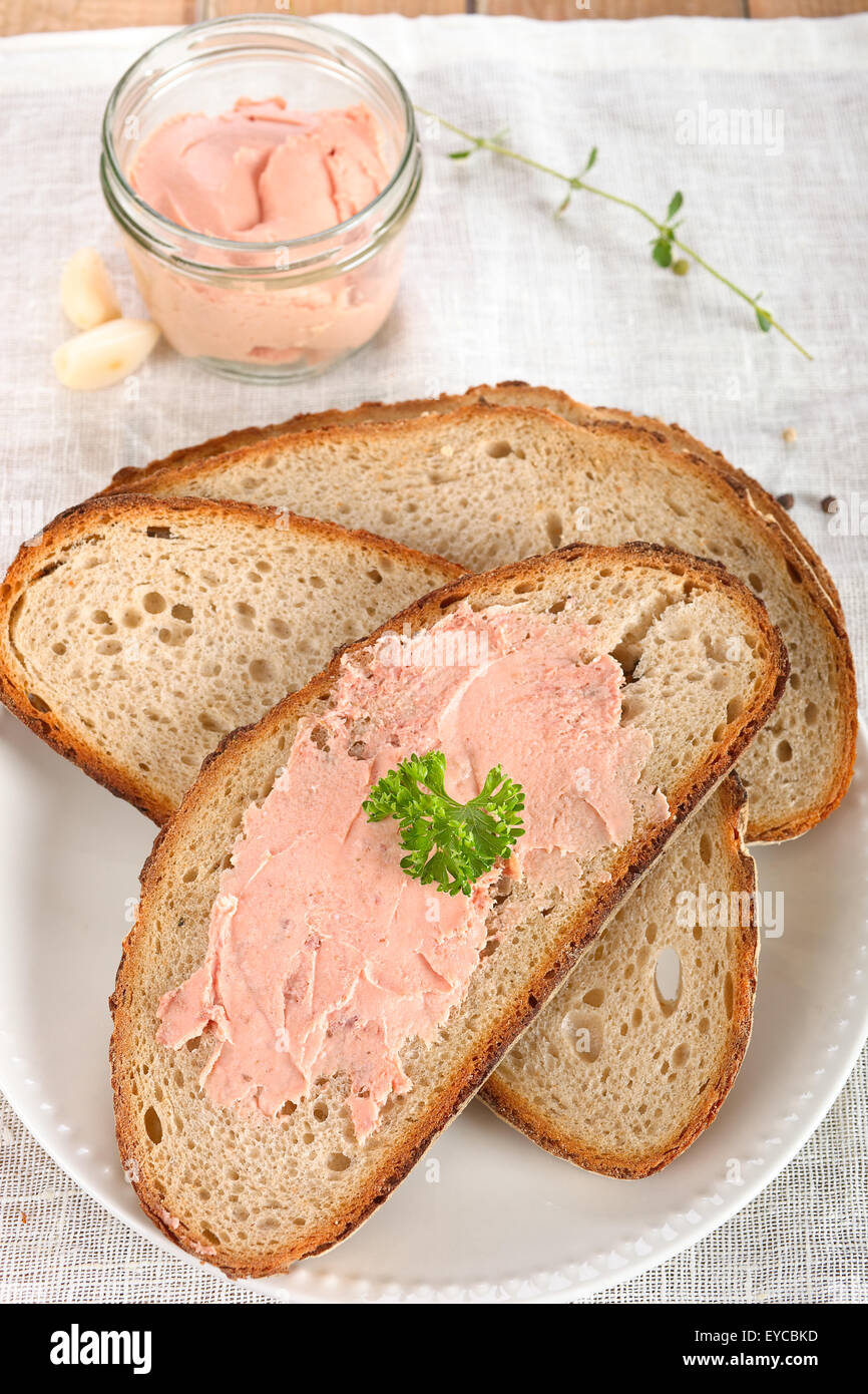 Meat spread bread Stock Photo Alamy