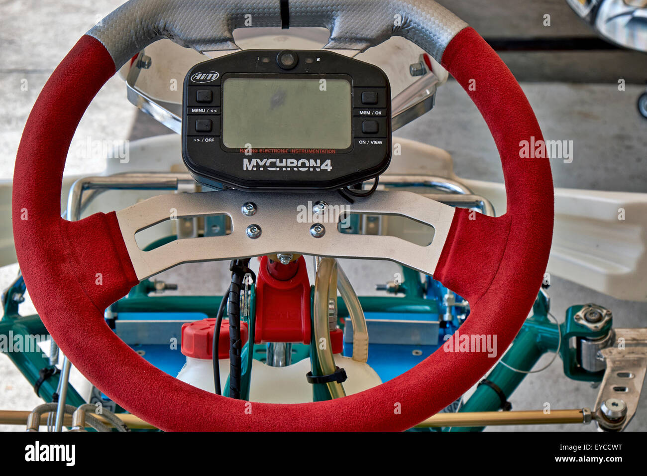 Go-Kart steering wheel and computer detail Stock Photo - Alamy