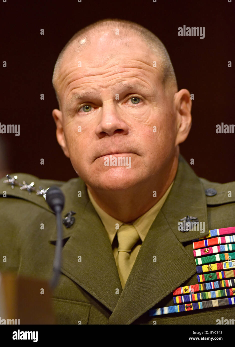 Lieutenant General Robert B. Neller, USMC appears before the United States Senate Committee on Armed Services considering his nomination as General and Commandant of the US Marine Corps on Capitol Hill in Washington, DC on Thursday, July 23, 2015. Credit: Ron Sachs/CNP - NO WIRE SERVICE - Stock Photo