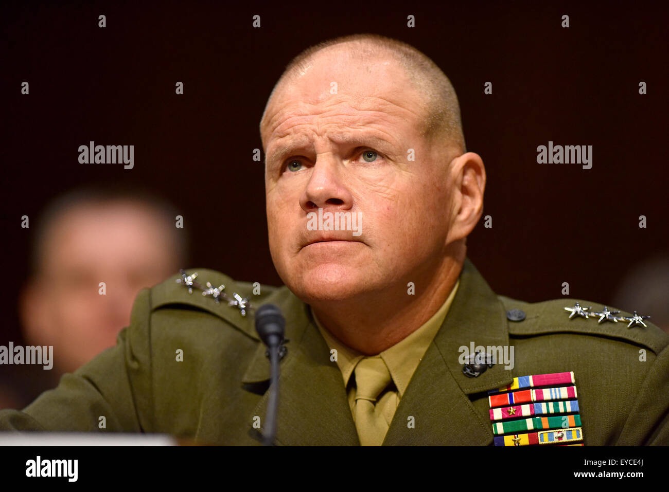 Lieutenant General Robert B. Neller, USMC appears before the United States Senate Committee on Armed Services considering his nomination as General and Commandant of the US Marine Corps on Capitol Hill in Washington, DC on Thursday, July 23, 2015. Credit: Ron Sachs/CNP - NO WIRE SERVICE - Stock Photo