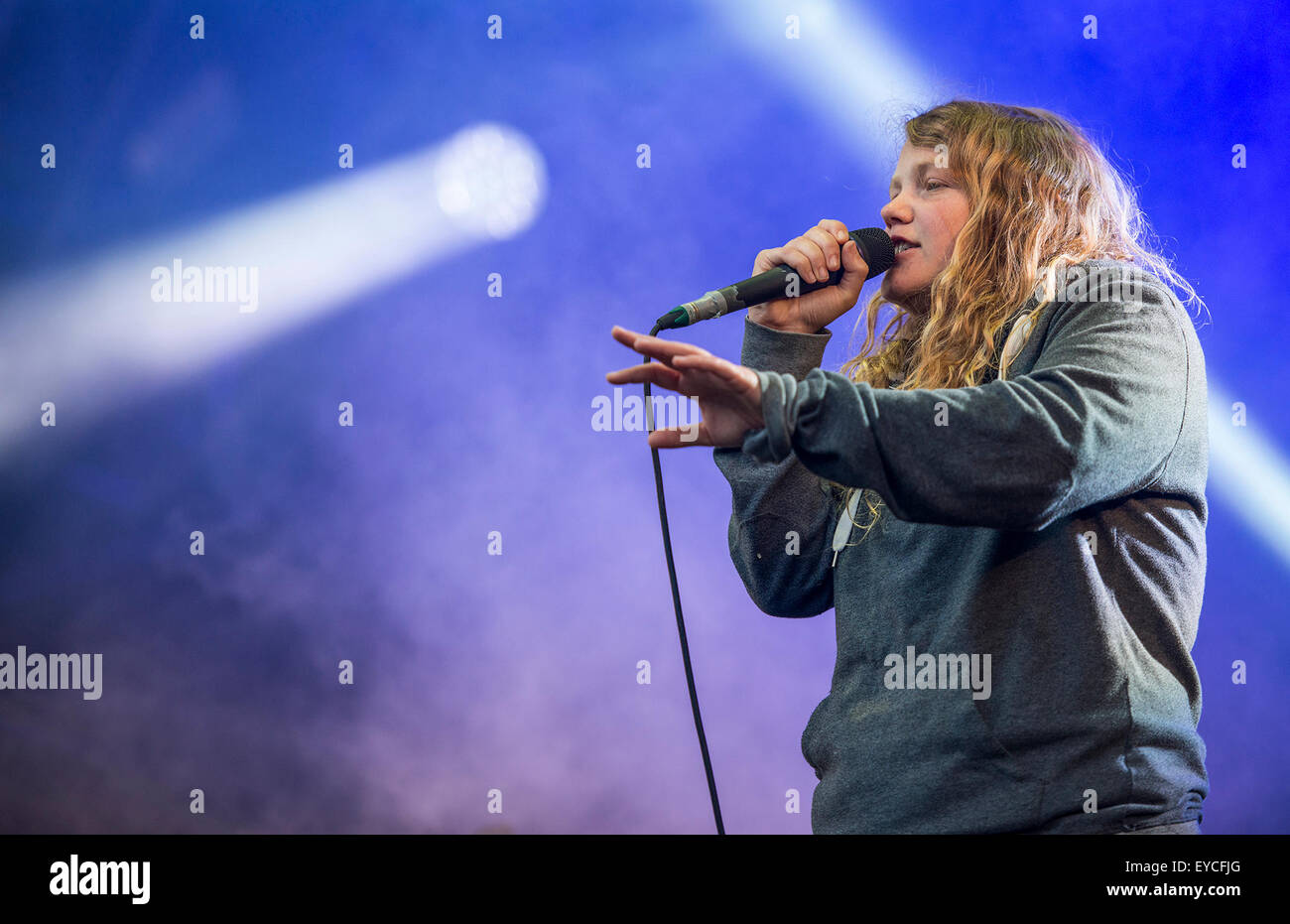 Sheffield, UK. 25th July 2015.  Kate Tempest performs live on the main stage at Sheffield's Tramlines Festival 25/07/2015 Credit:  Gary Mather/Alamy Live News Stock Photo