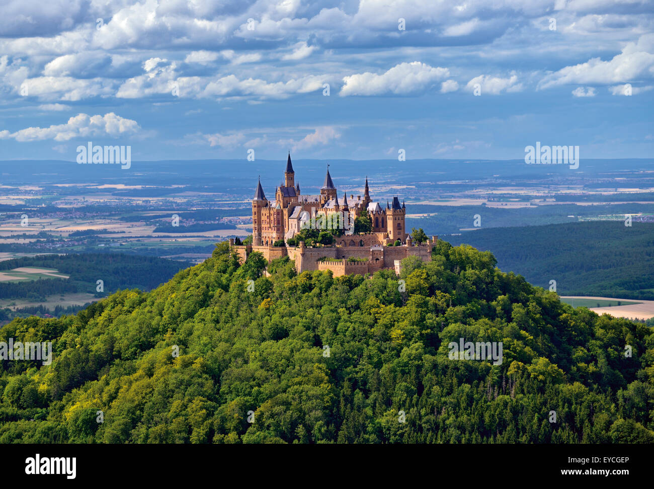 Germany, Baden-Württemberg: View to mystic Castle Hohenzollern Stock Photo