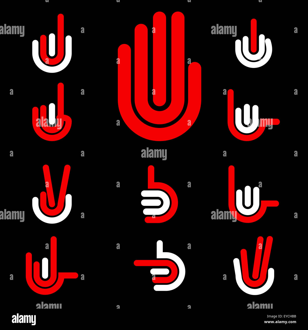 Hand Gestures and signals -set of vector icons for your design Stock ...