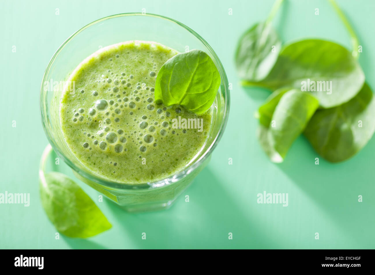 healthy green smoothie with spinach leaves Stock Photo Alamy