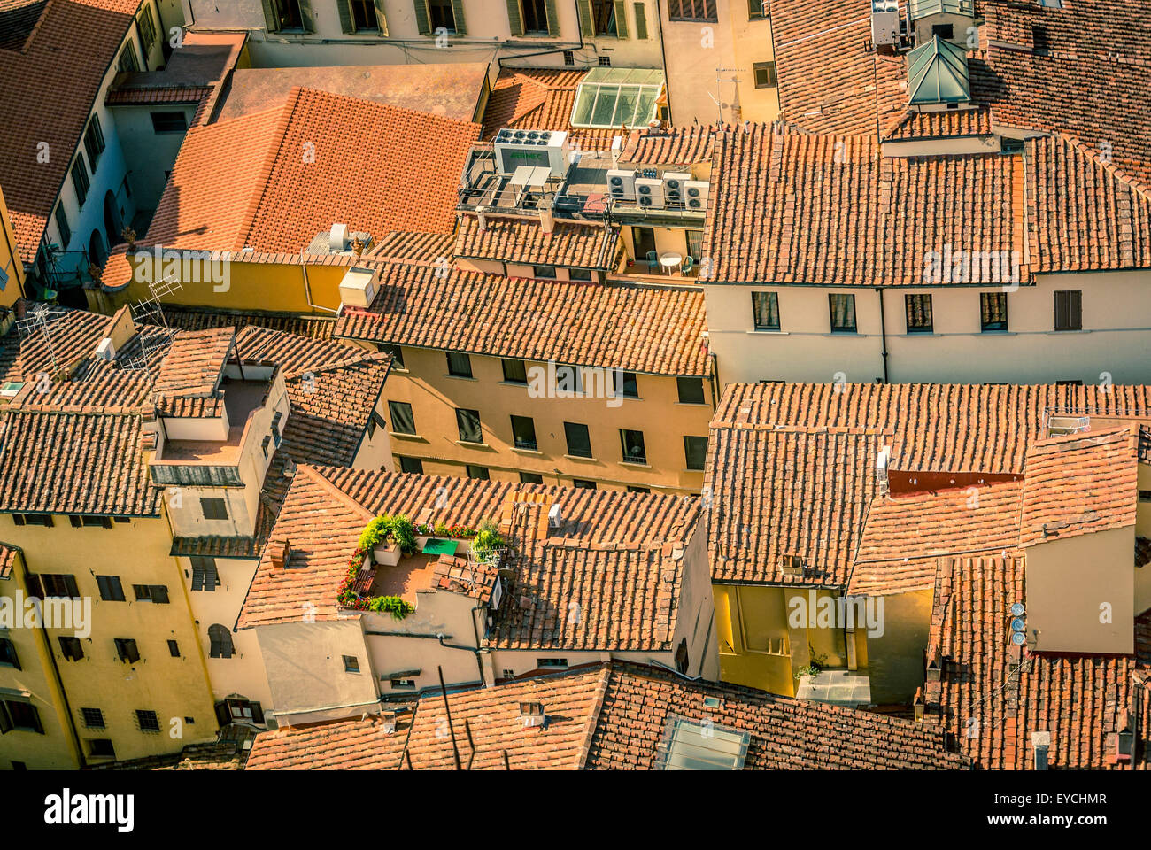 Terracotta rooftops of traditional Florentine buildings. Florence, Italy. Stock Photo