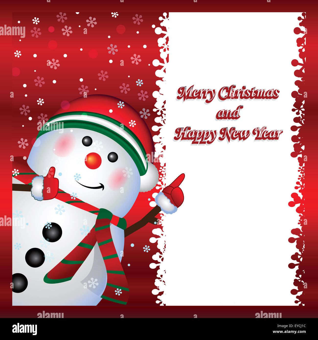Snowman wearing santa hat and gloves , vector Stock Photo - Alamy