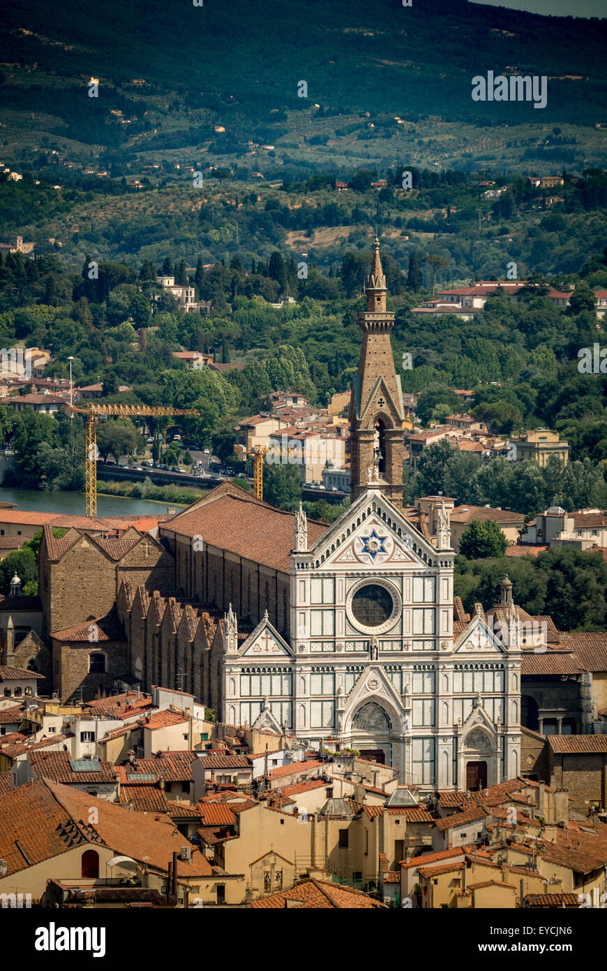 Basilica of Santa Croce, Florence, Italy. Buried place of Michelangelo and Galileo. Stock Photo