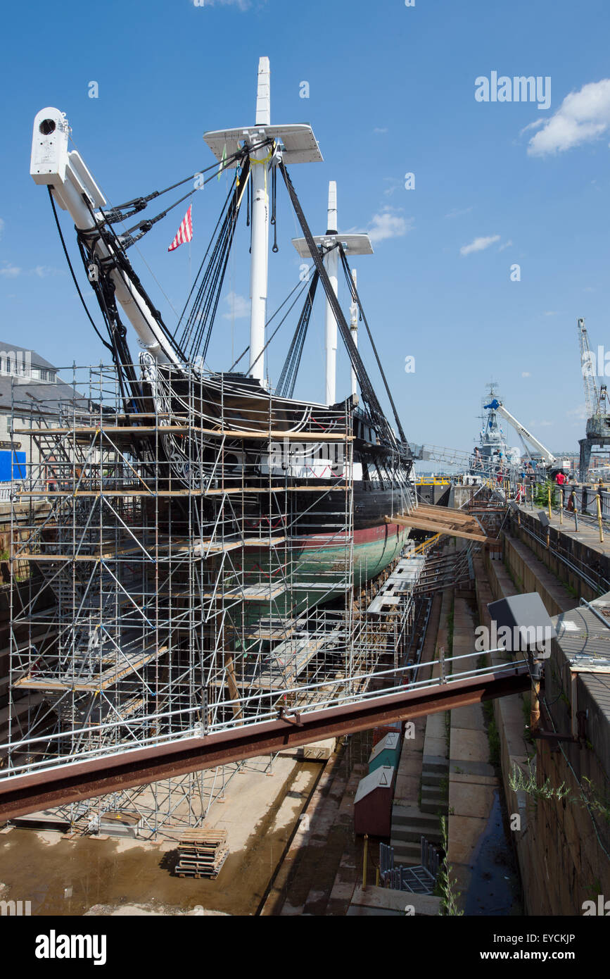 USS constitution in dry dock museum Boston USA Stock Photo