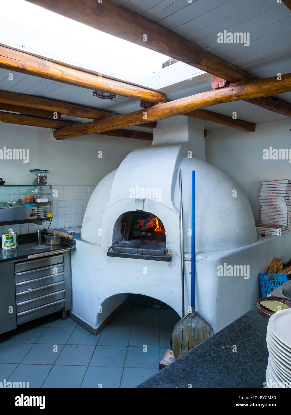 Italy, Sicily, Stromboli, typical pizza oven Stock Photo