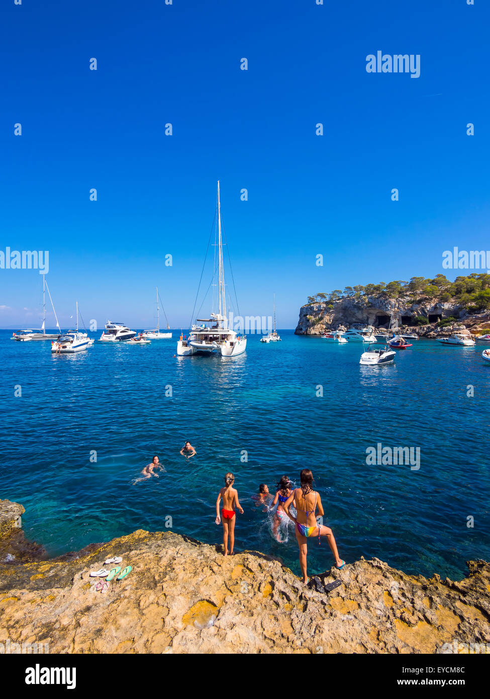 Spain, Balearic Islands, Mallorca, Bay of Portals Vells Stock Photo