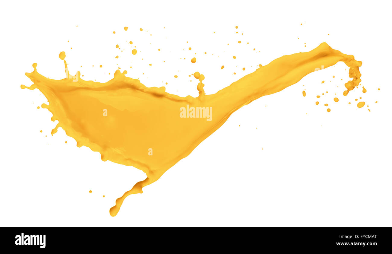 orange juice splash isolated on the white background Stock Photo - Alamy