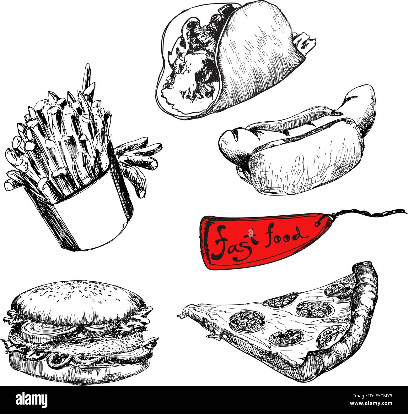 Fast food. Set of illustrations Stock Vector Image & Art - Alamy