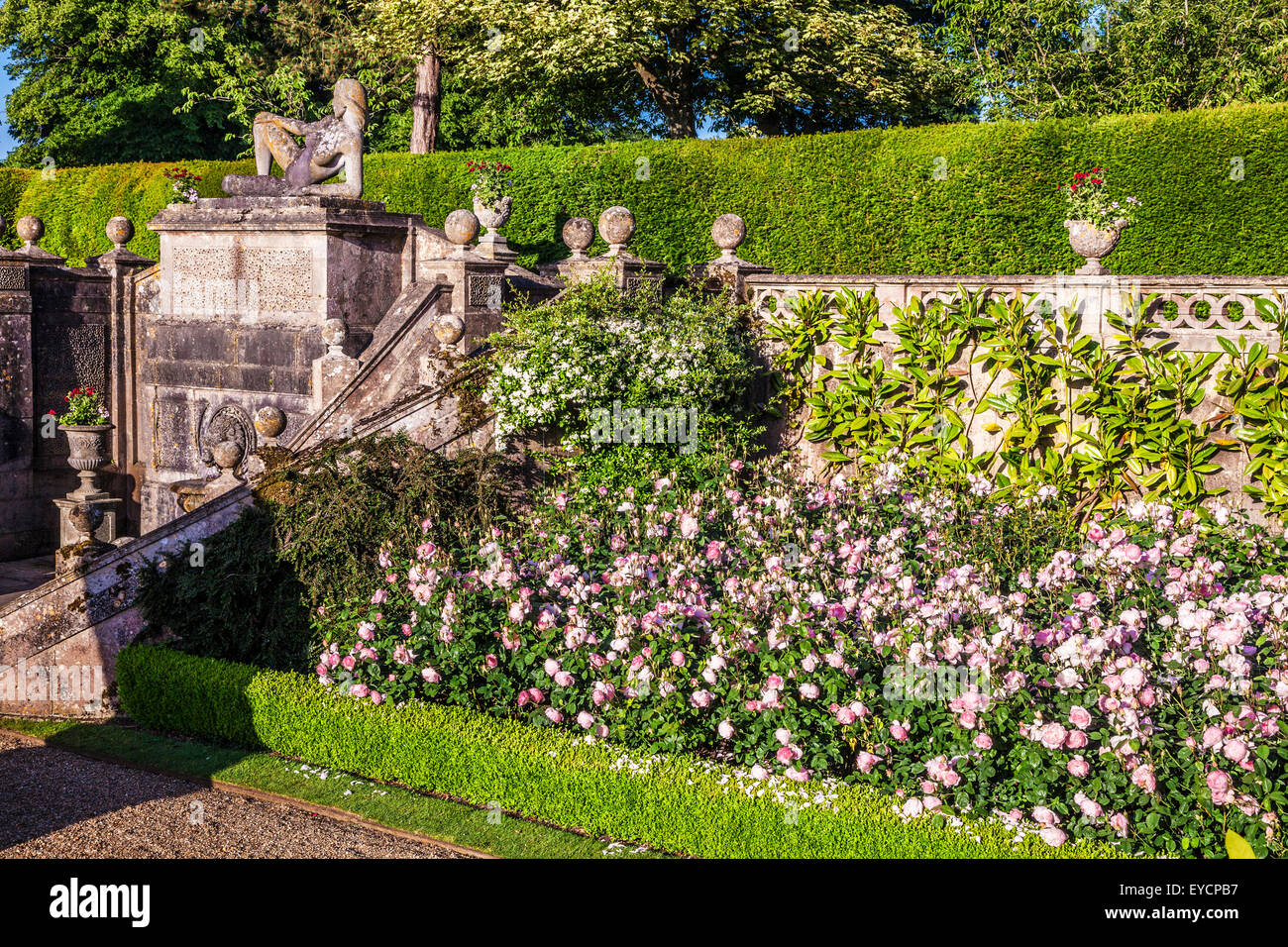 The terrace of Bowood House in Wiltshire. Stock Photo