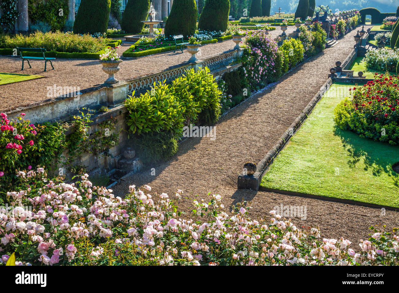 The terraces of Bowood House in Wiltshire. Stock Photo