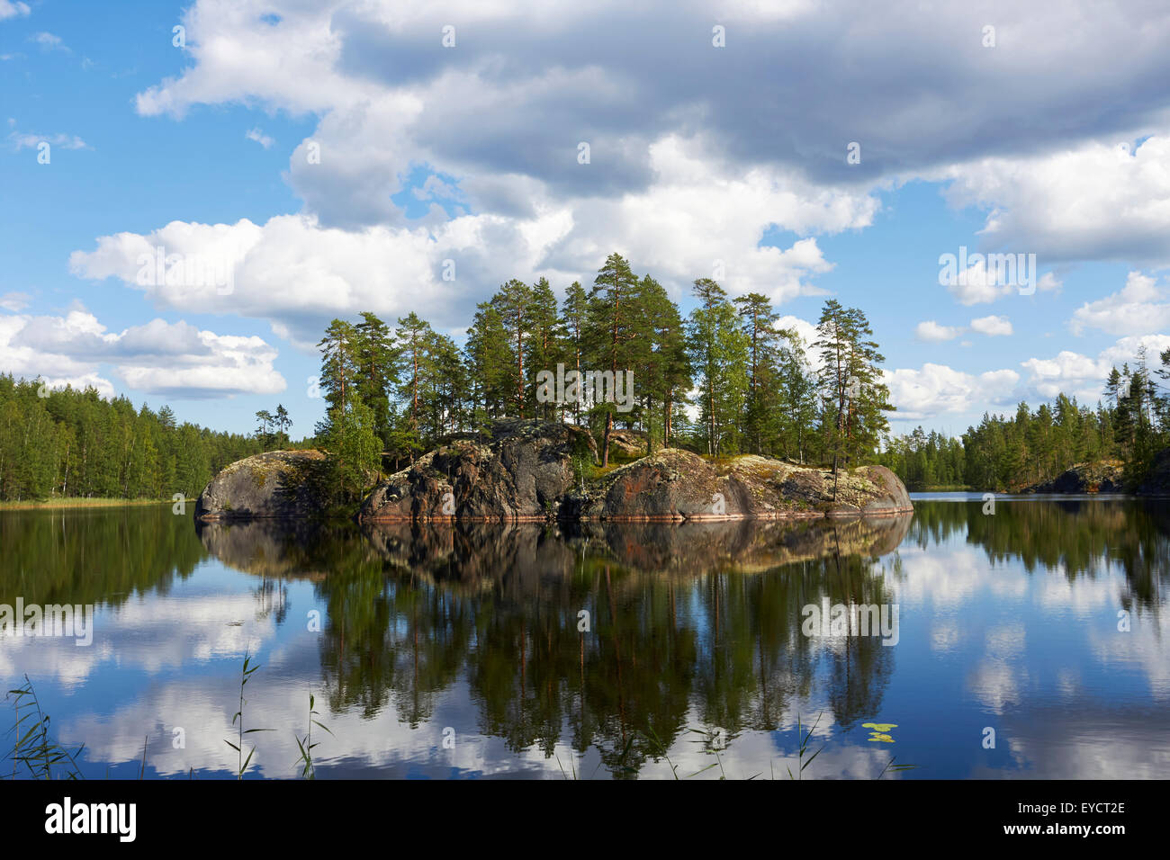 Rocky island, Ristiina Finland Stock Photo