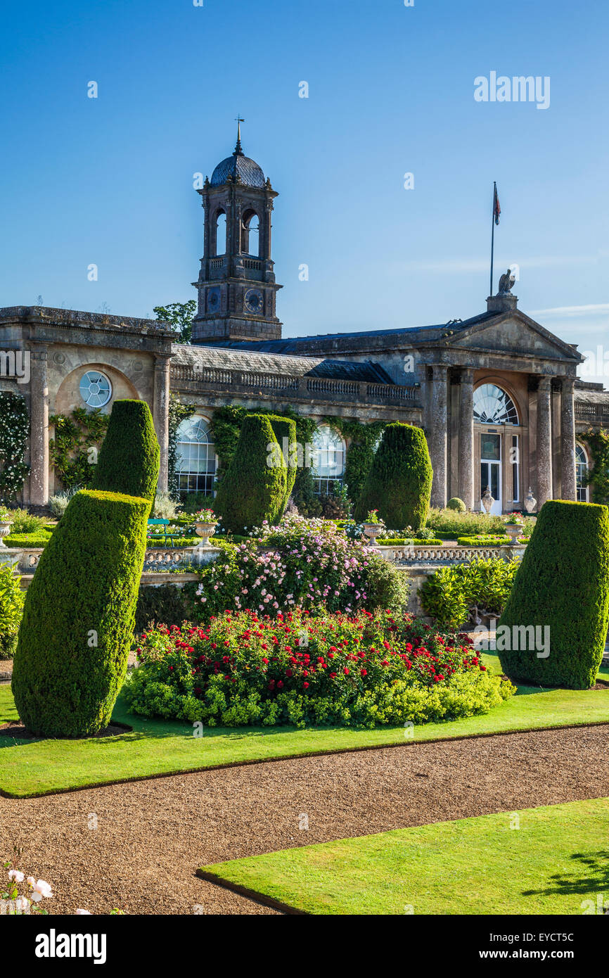 View of the terraces and house at Bowood in Wiltshire. Stock Photo