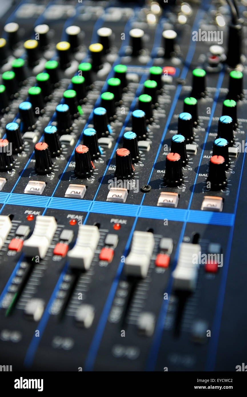 Closeup shot with a professional sound mixing console Stock Photo - Alamy