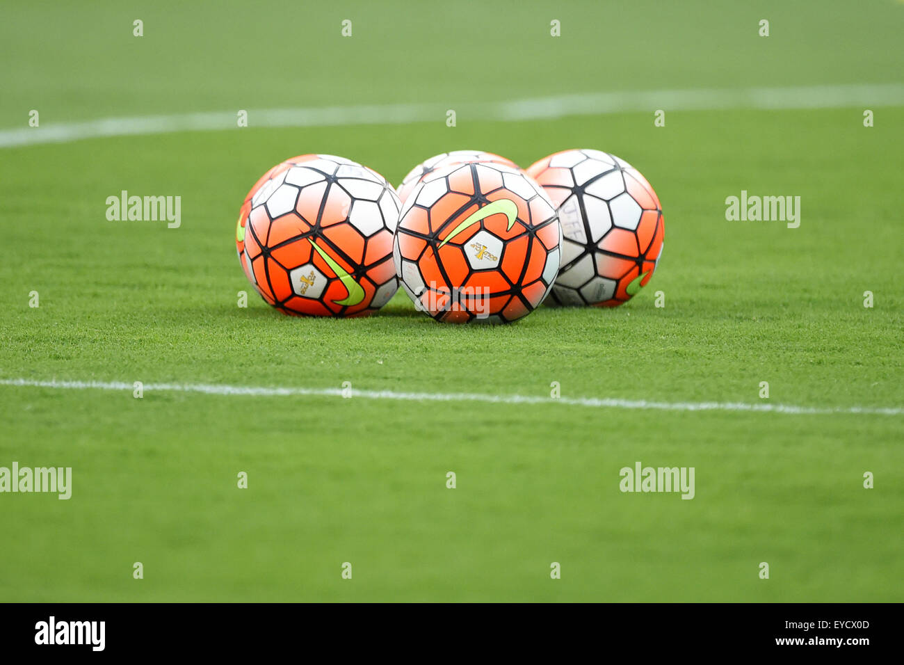 Philadelphia, Pennsylvania, USA. 26th July, 2015. Soccer balls sit on the pitch prior to the start of the 2015 CONCACAF Gold Cup final between Jamaica and Mexico at Lincoln Financial Field in Philadelphia, Pennsylvania. Mexico defeated Jamaica 3-1. Rich Barnes/CSM/Alamy Live News Stock Photo