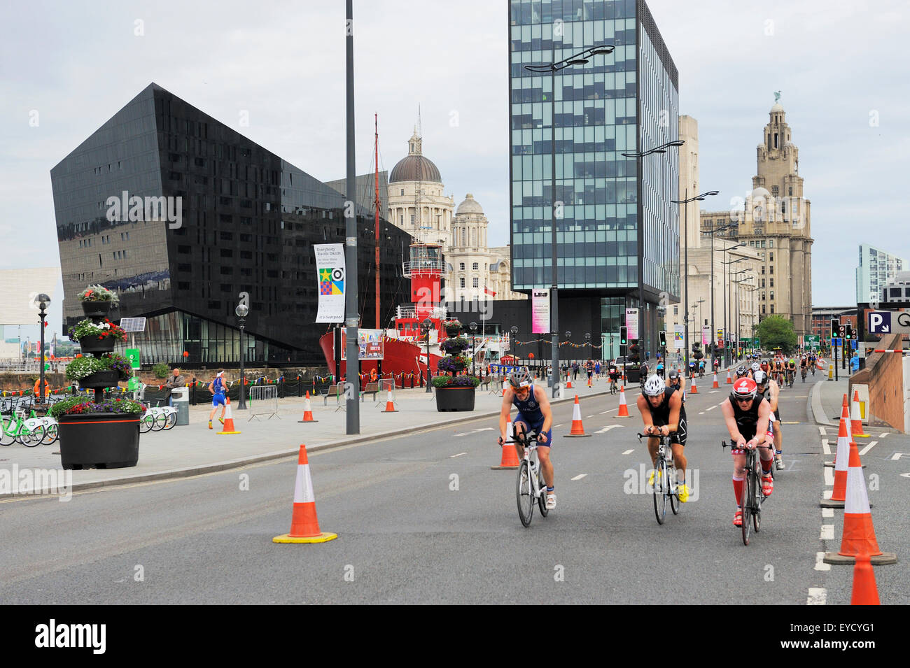 Triathletes competing in the Liverpool Triathlon, part of the British
