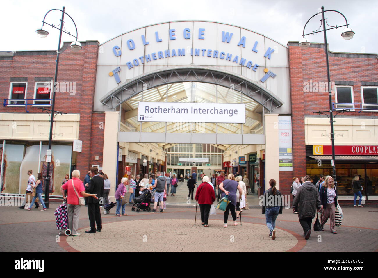 College Walk shopping centre entrance in Rotherham town centre, South