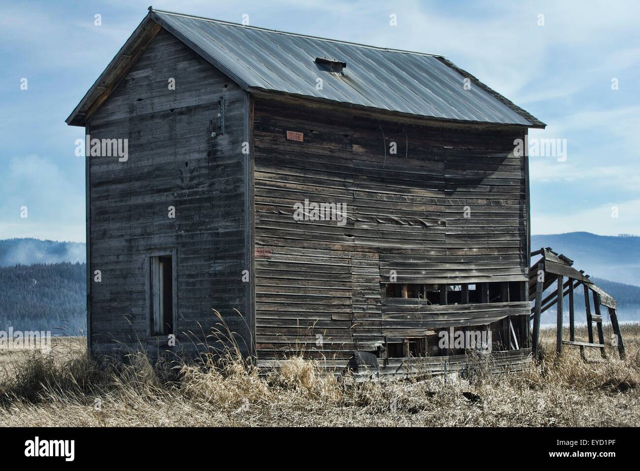An Old Decaying Barn Near Flathead Lake In Montana Stock Photo