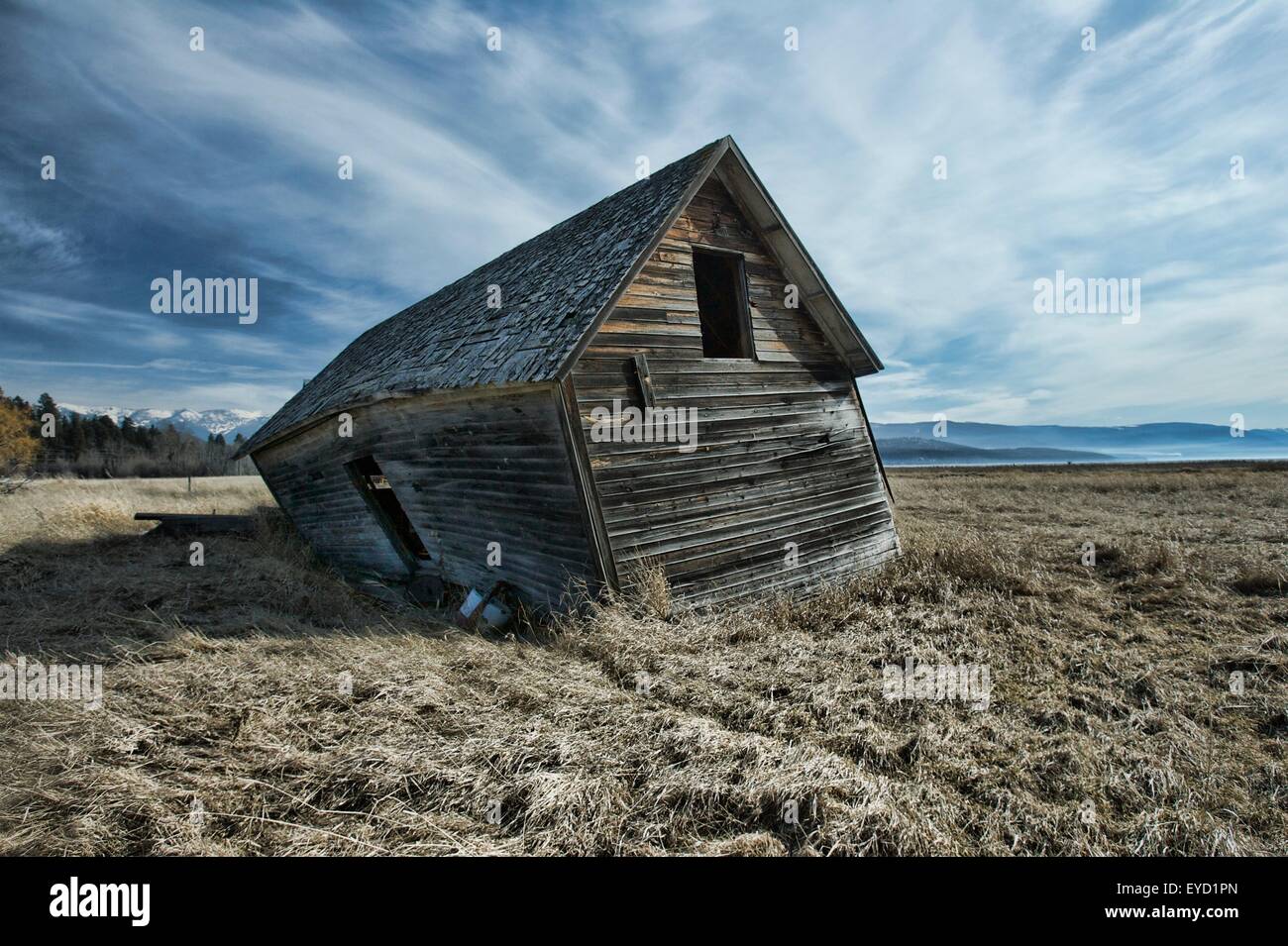 A Barn In A Field In Bigfork Montana Near Flathead Lake Stock