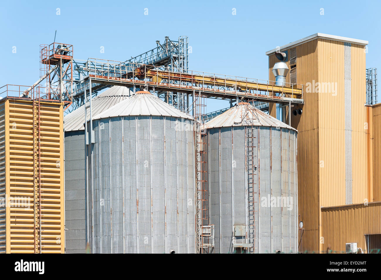 Silage Drying Building Storage facility cereals , silos and drying towers Stock Photo - Alamy