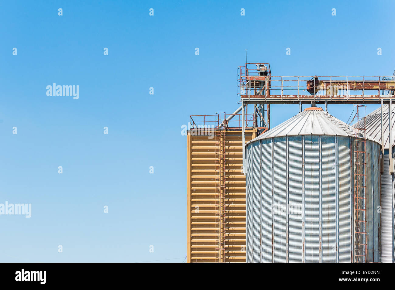 Storage facility cereals , silos and drying towers Stock Photo - Alamy