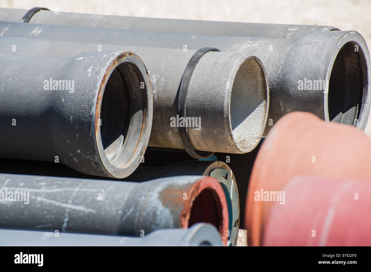 Pipe of cement for the building trade Stock Photo