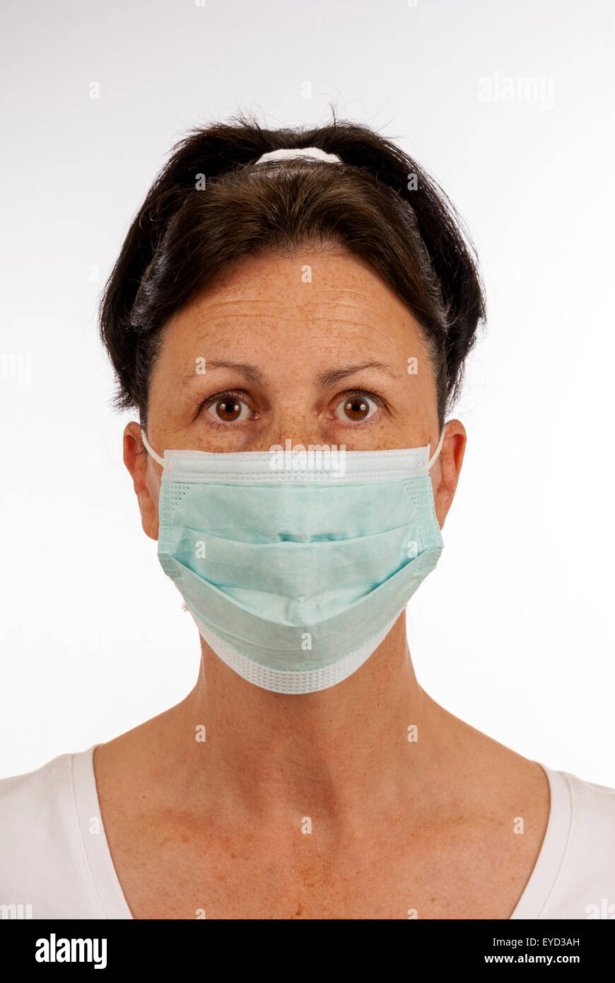 Protect Yourself From Germs.  Wear a protective mask. On white background Stock Photo