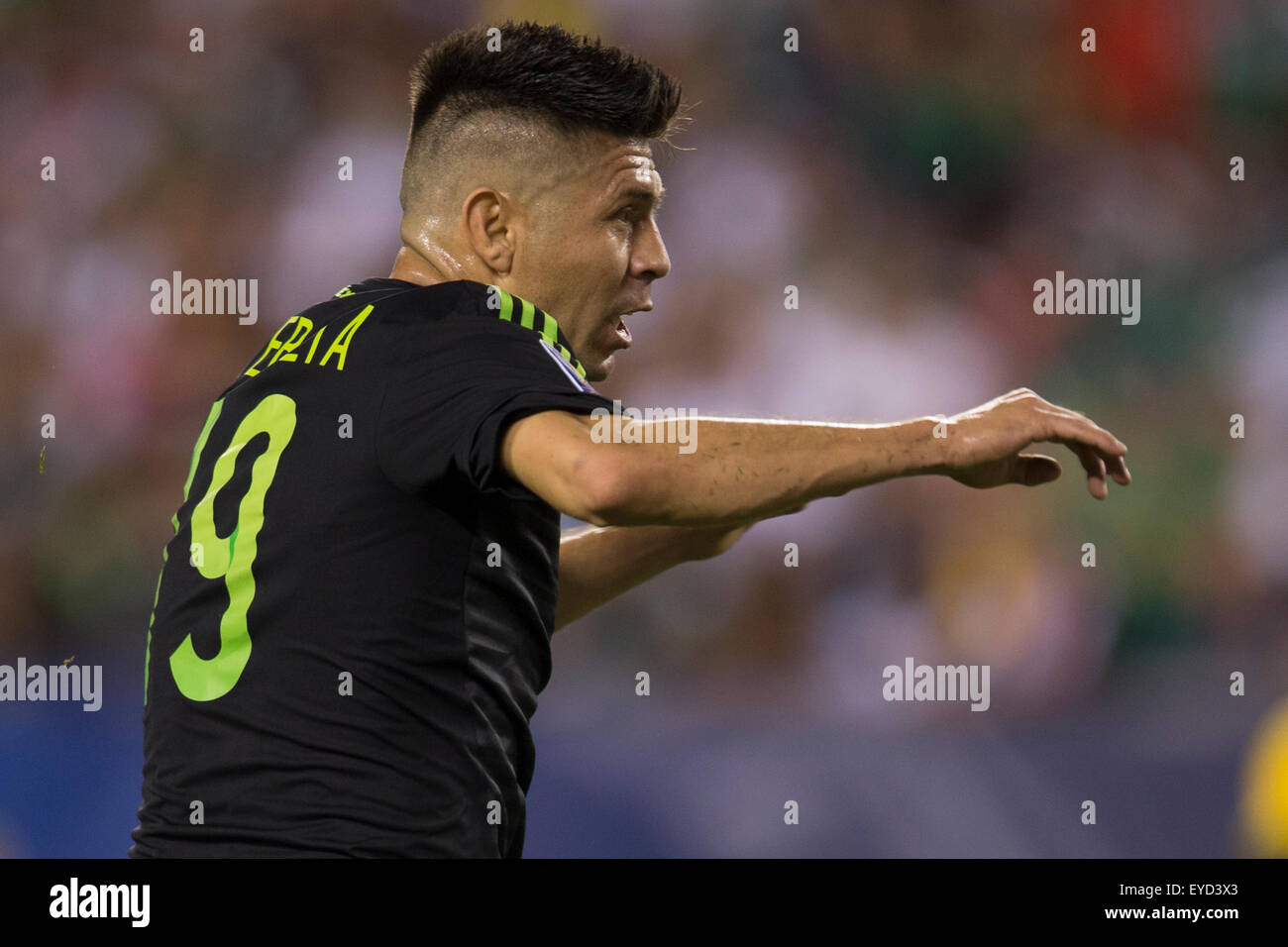 July 26, 2015: Mexico forward Oribe Peralta (19) reacts to his goal during the CONCACAF Gold Cup 2015 Final match between Jamaica and Mexico at Lincoln Financial Field in Philadelphia, Pennsylvania. Mexico won 3-1. Christopher Szagola/CSM Stock Photo