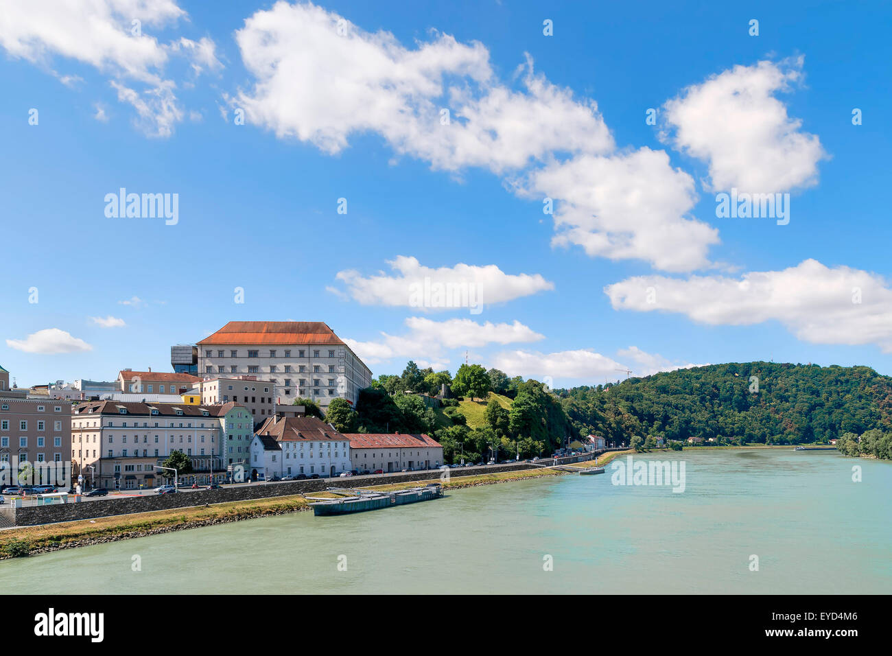 Image with view to the river Danube in Linz, Austria Stock Photo