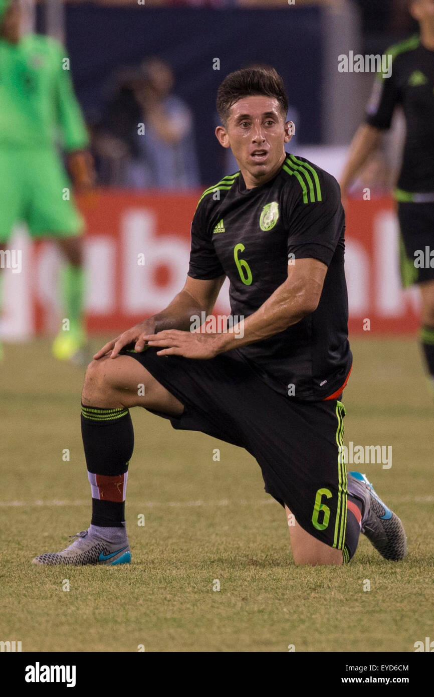 July 19, 2015: Mexico midfielder Hector Herrera (6) looks on during the CONCACAF Gold Cup 2015 Quarterfinal match between the Costa Rica and Mexico at MetLife Stadium in East Rutherford, New Jersey. Mexico won 1-0. (Christopher Szagola/Cal Sport Media) Stock Photo
