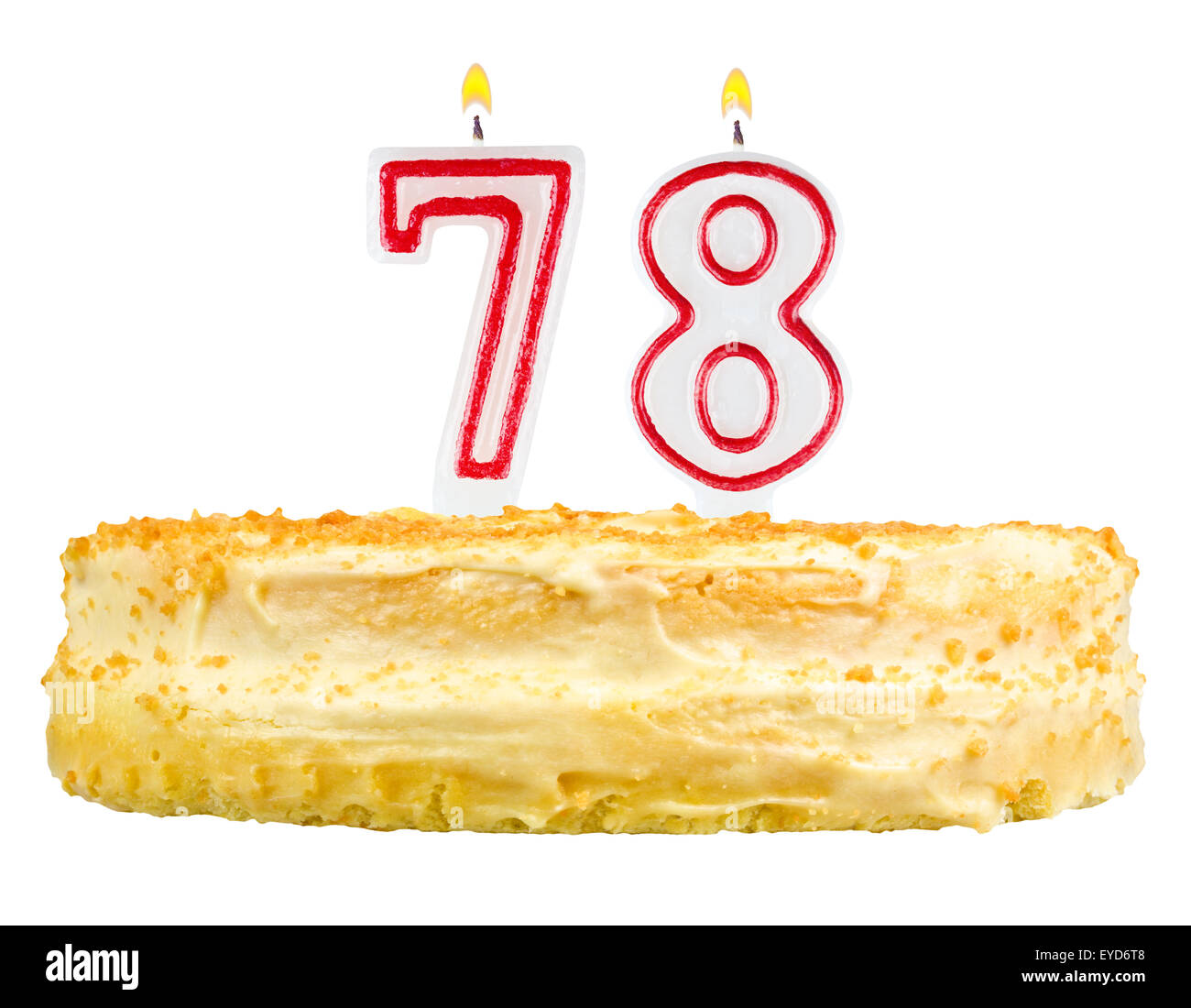 birthday cake with candles number seventy eight isolated on white background Stock Photo