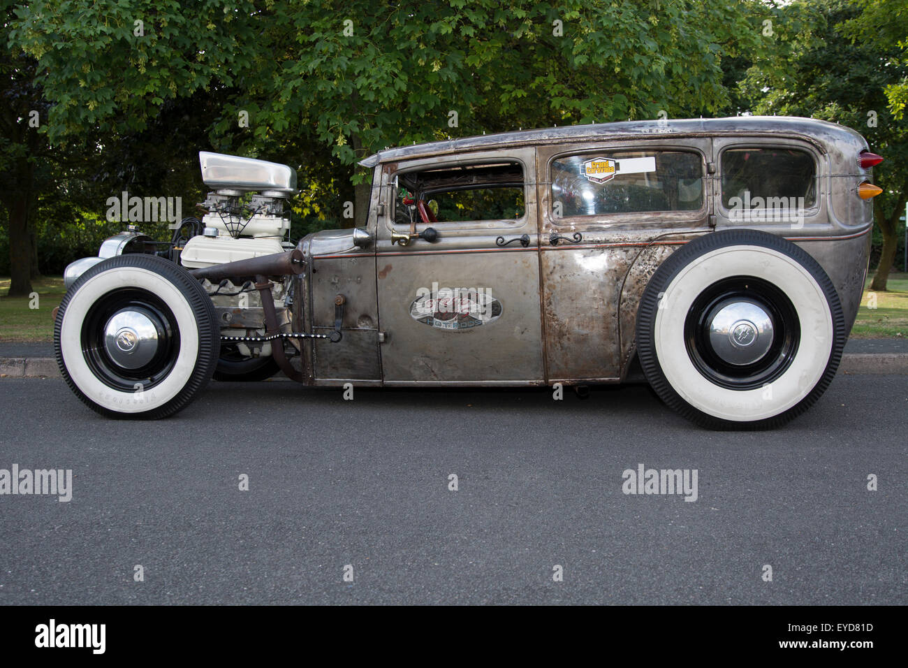 American Hot Rod . Classic rod .Street rod . Nostalgic . Automotive . Street Car . Transportation . Speed . Vintage . Stock Photo