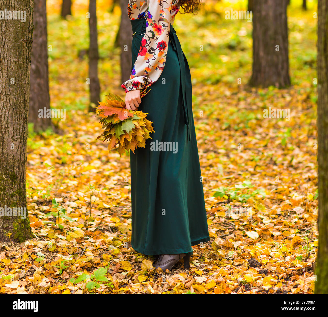 girl in autumn park with leaves Stock Photo - Alamy