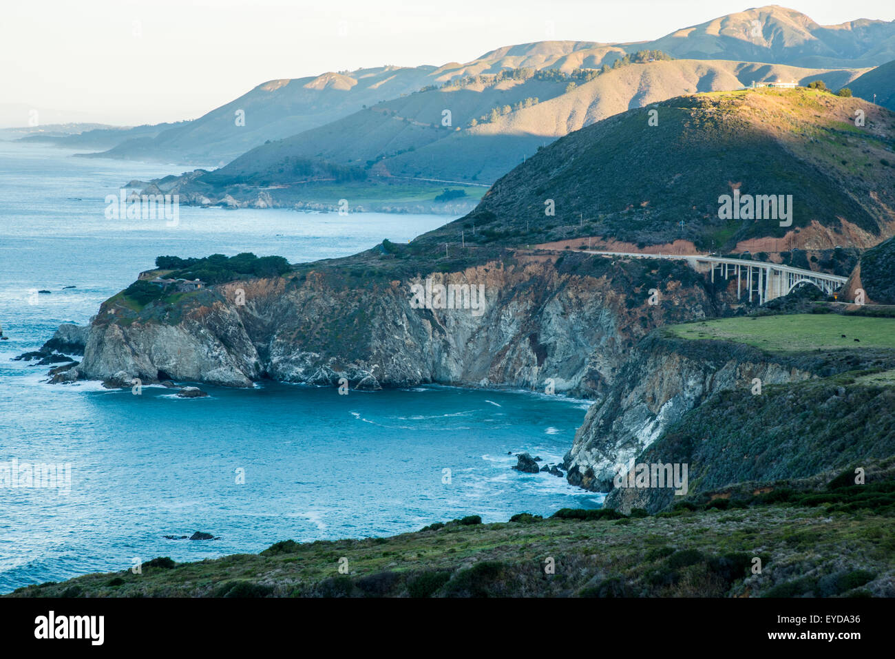 Early Light over Bixby Bridge and Big Sur, California Stock Photo