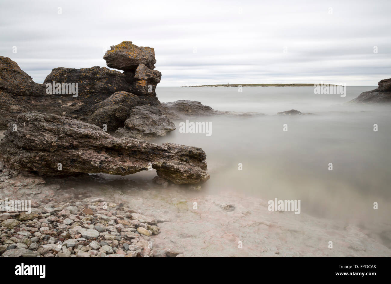 sea Stack by Ocean in Gotland, Sweden with clouds in the sky Stock ...