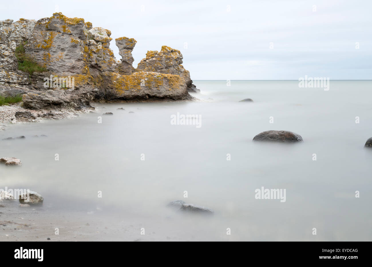 Sea Stack by Ocean in Gotland, Sweden with clouds in the sky Stock ...